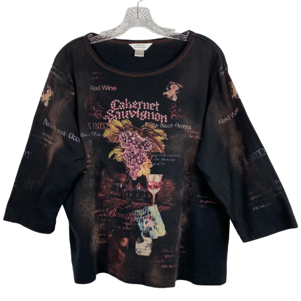 CJ BANKS Cabernet Sauvignon Embellished Top 2X